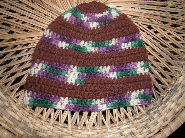 multi-colored army toboggan