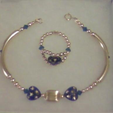 Gold Beaded Emperial Frost Bangle & Ring Set