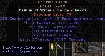 Hellfire Torch Diablo 2 USEAST Ladder 15/15 barb Barbarian