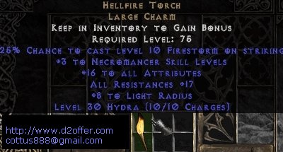 Hellfire Torch Diablo 2 USEAST Ladder 16/17 nec necro Necromancer