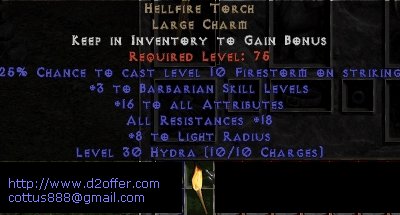 Hellfire Torch Diablo 2 USEAST Ladder 16/18 barb Barbarian