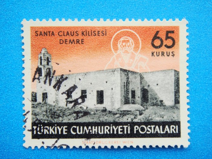 Postage Stamp Vintage Collectable Turkish depicting historic Saint Nicholas Church in Demre