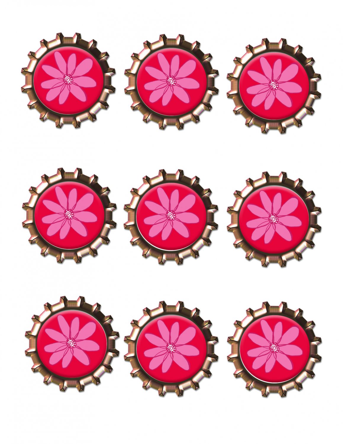 Pink Flower Bottlecap -Download-ClipArt-ArtClip-Bottle Cap-Digital