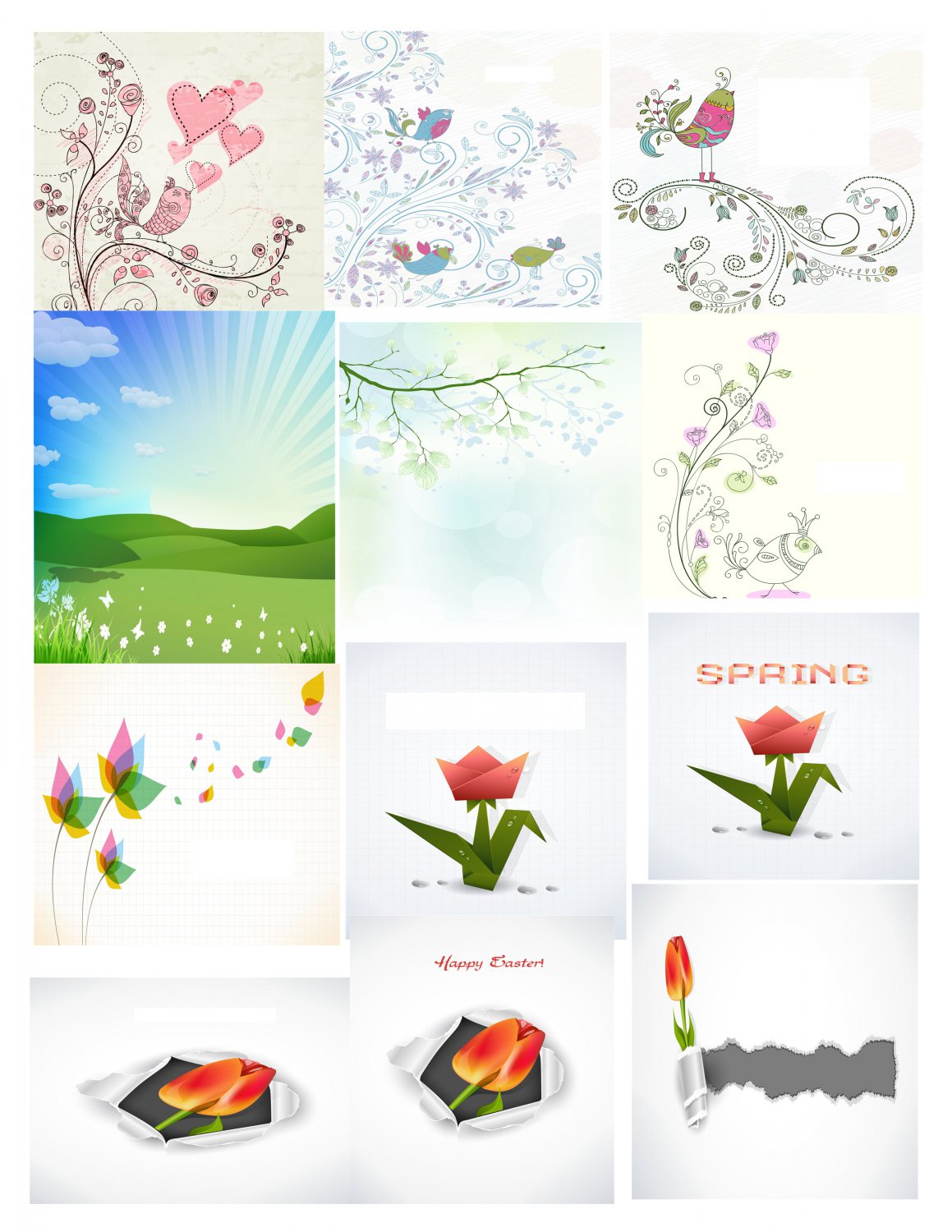 Spring Set Background 4-T-Shirt-Digital Clipart-Website-Flower-Gift Tag