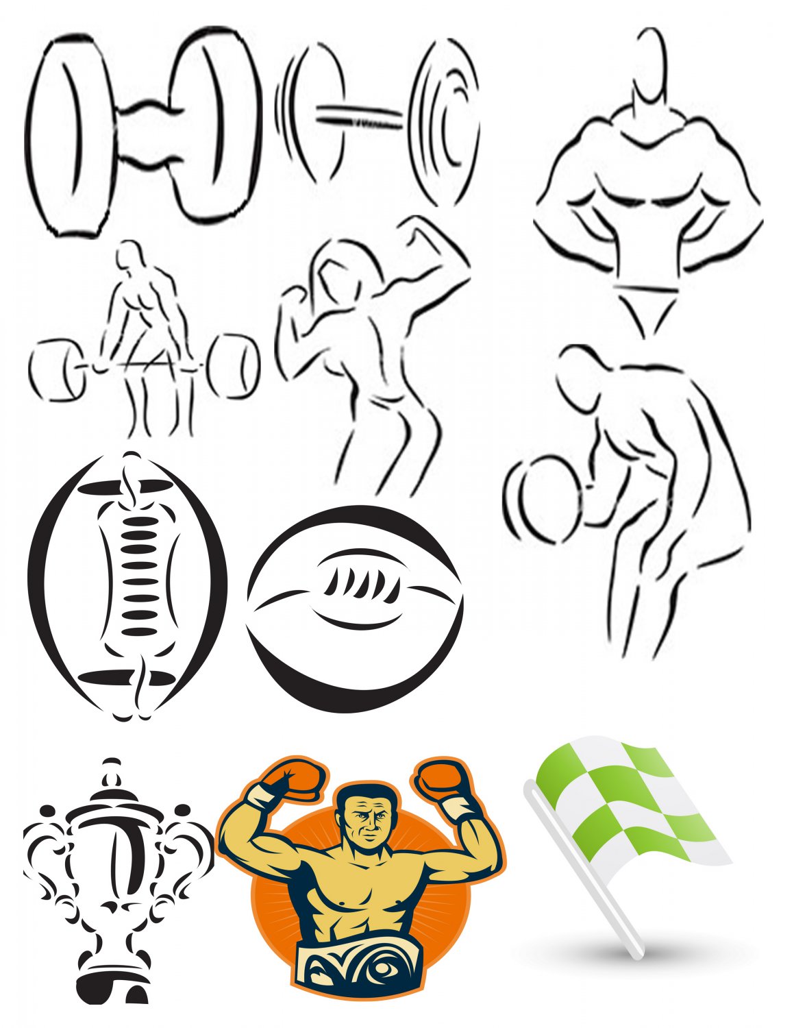 Sports Set5-T-Shirt-Digital Clipart-Website-Gift Tag-Gift Cards-Clipart