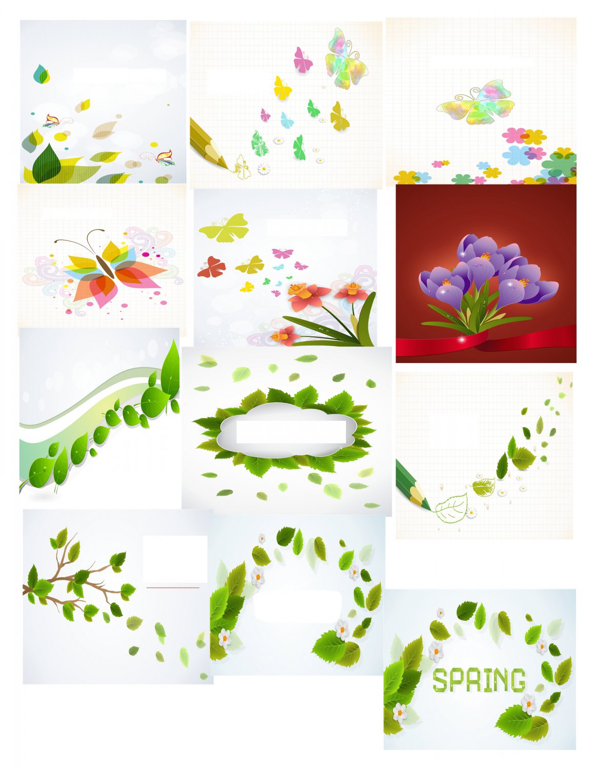 Spring Set Background 2-T-Shirt-Digital Clipart-Website-Flower-Gift Tag-Gift Cards
