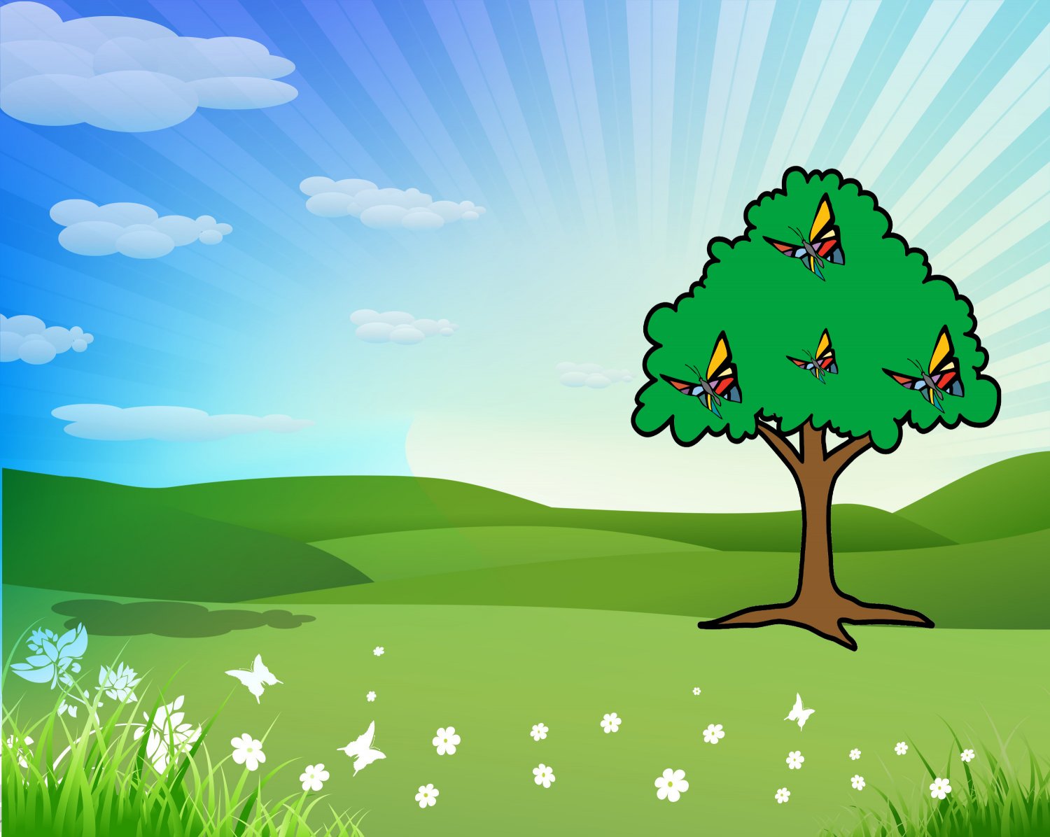 Spring Background-Digital Immediate Download-ClipArt-ArtClip-Tree