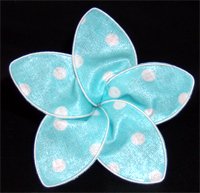 Baby blue w/ white polka dots