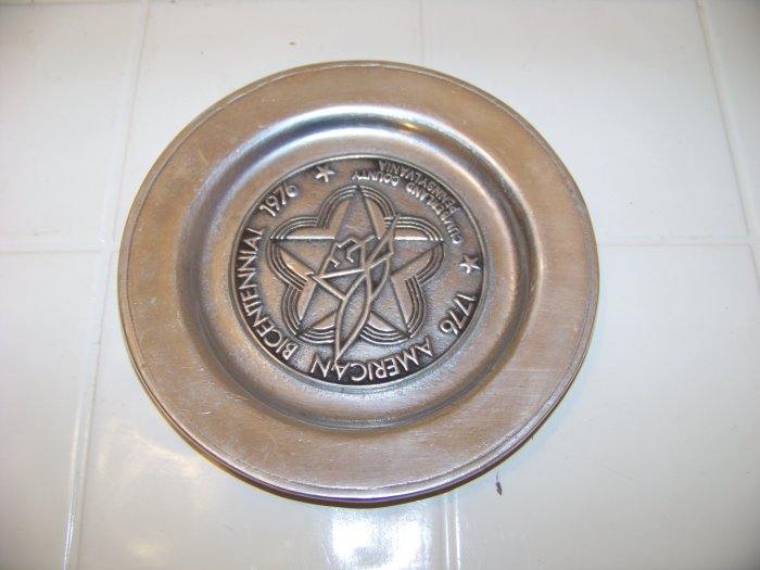 Wilton armetale pewter American Bicentennial plate Cumberland count