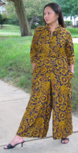 vintage 60's 70's hippie jumpsuit wide legged paisley belted