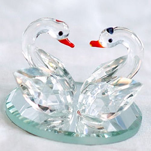 179 Crystal Swans on Mirror Base