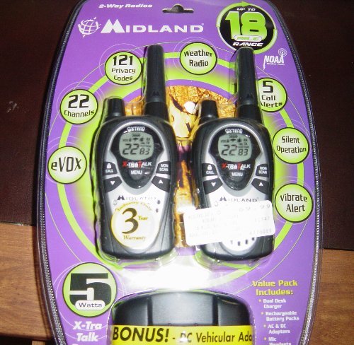 Brand New Pair Midland GXT600VP4 18 Mile Radio Walkie Talkie