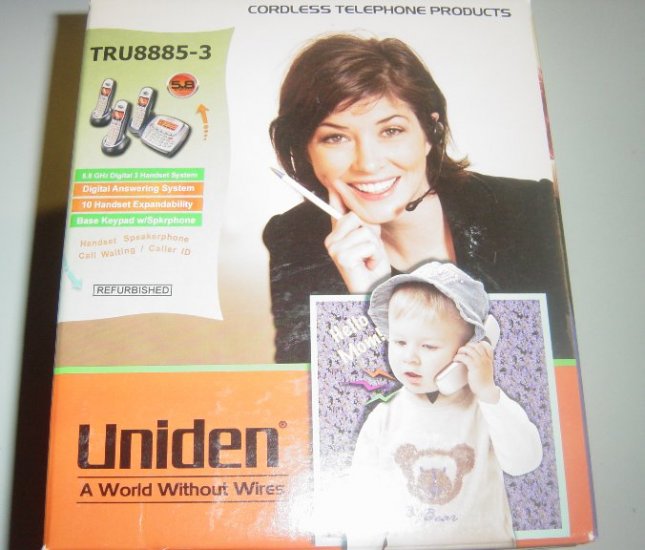 Uniden TRU8885-3 TRU-8885-3 5.8Ghz Cordless Phone/3 Handset with Answer System