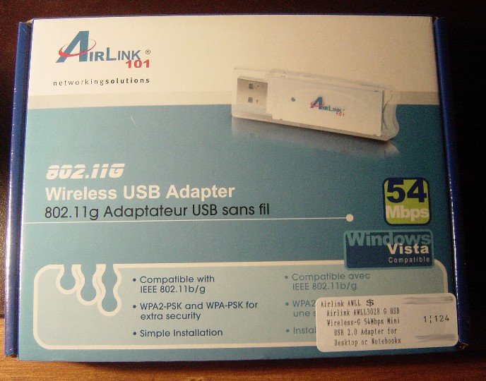 New 802.11G USB 2.0 Wireless-G Ultra Slim Adapter AWLL3028 supports Windows Vista