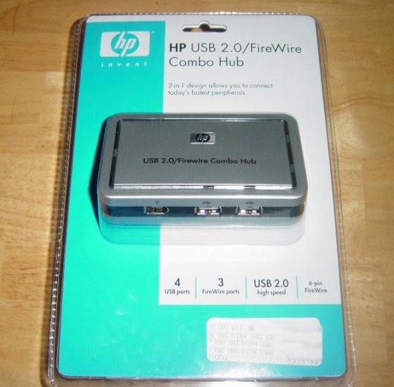 Brand New HP PJ487AA 7-Port USB 2.0/FireWire Hub with AC Adapter