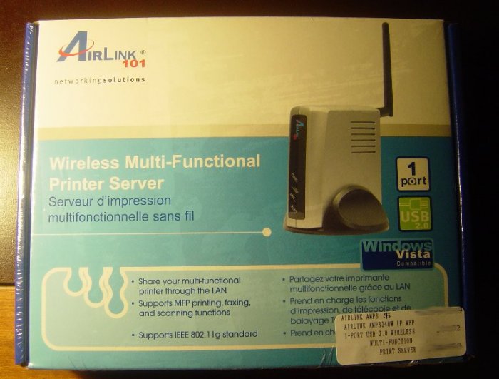 New Airlink 1-Port USB 2.0 Wireless Multi-Function Print Server