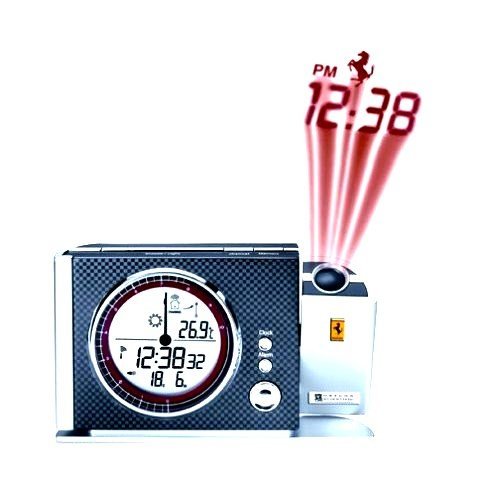 New Carbon Black Oregon Scientific FSP301A-K Maranello Ferrari Projection Clock with Weather Station