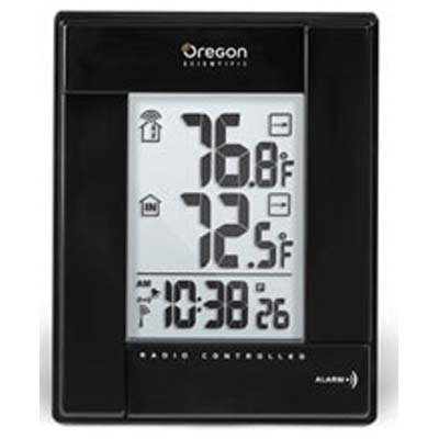 New Oregon Scientific RMR382A-BK Wireless Indoor/Outdoor Thermometer with Atomic Clock