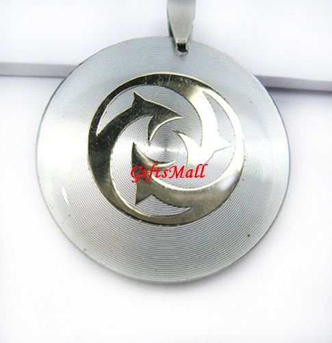 White Oval Gold Swirl Charm Necklace Pendant