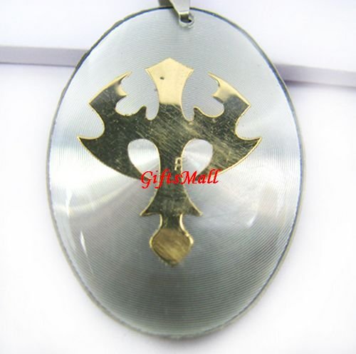 White Oval Gold Plated Crossing Charm Necklace Pendant