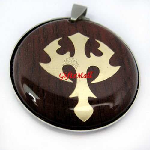 Red Round Gold Plated Crossing Charm Necklace Pendant