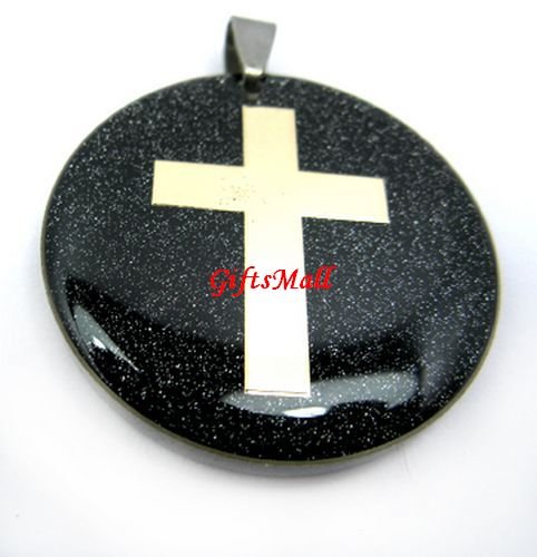 Black Round Gold Crossing Unique Necklace Pendant