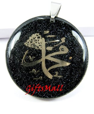 Black Round Gold Plated Unique Necklace Pendant No. 2