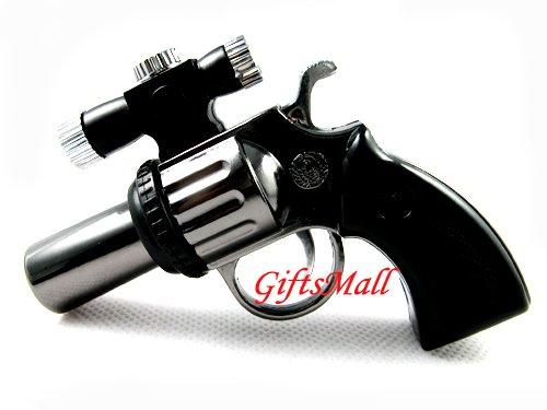 Silver Pistol Shaped Butane Cigarette Lighter With Laser Sight