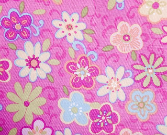 Flowers in pink//cotton//twill//
