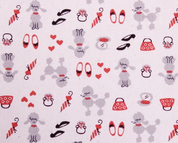 Kawaii poodle//red//cotton//oxford