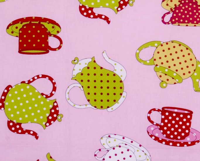 pot and tea cup// pink//1 yard