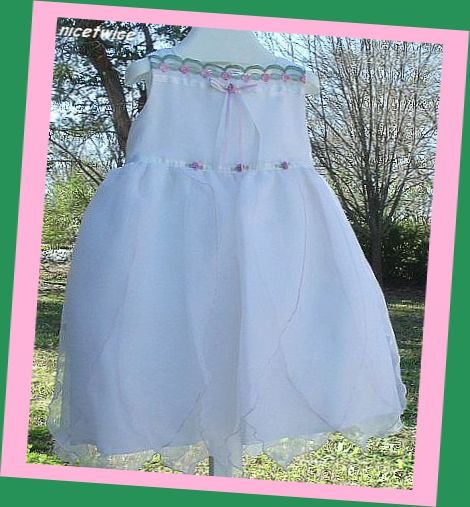 Jenny Annie Dots Girl White Nylon Portrait Dress 24 M