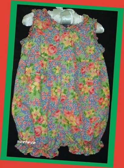 Cornelloki Girl Orange Floral Bubble Romper Ruffles 1