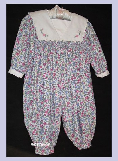 Petit Ami Girl Long LS Romper Flowers 18 M