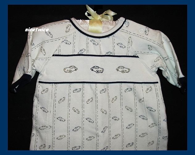 Laura Ashley Boys Cotton Sacque Gown Cars Newborn
