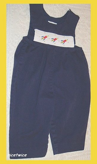 House of Hatten Boy Navy Smocked Romper Rockets 18