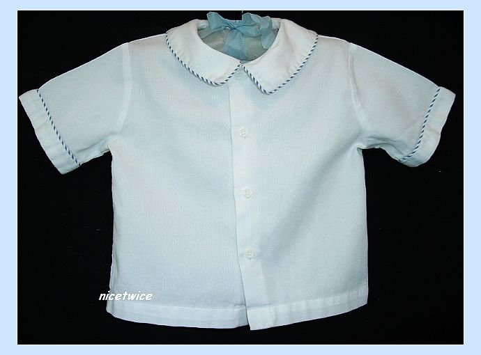 Sophie Dess Boutique Boy White SS Shirt Blue Trim 24 M