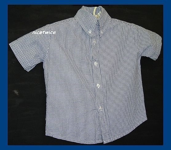 Glorimont Boy SS Blue Gingham Seersucker Shirt 2T