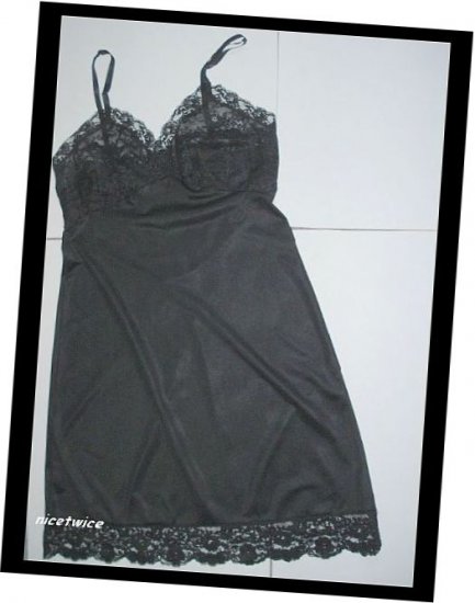 Van Raalte Ladies Black Nylon Full Slip Lace Bodice 34