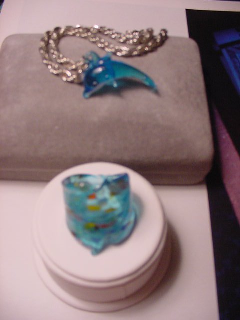 New Glass Aquarium Ring Blue Womens Men Blue Size 8 UPC