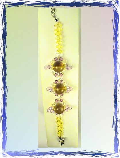 "TROPICAL"PURPLE&CLEAR SAWAROVSKI RHINESTONE BRACELET