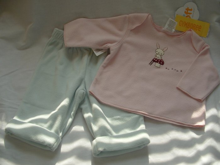 NWT Girls GYMBOREE Cozy Critters Bunny Top Pants 0-3 Mo