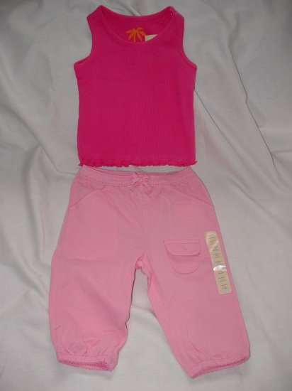 NWT Girls BABY GAP Pink Tank Pant Set LOT Sz 3-6 Months