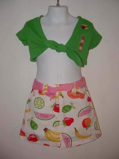 NWT Girls GYMBOREE Tutti Fruiti Skort Tie Top LOT Sz 3