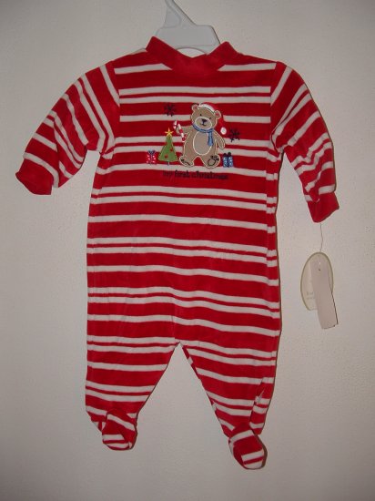 Boy Girl MY FIRST CHRISTMAS Velour Romper Sz 0-3 Mo NWT