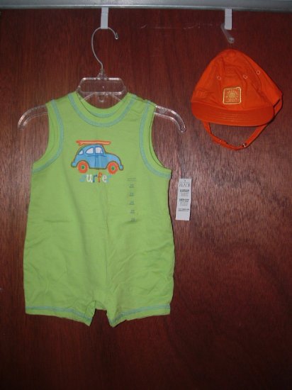 *NWT* Boys CHILDRENS PLACE Shorts Romper & Hat 3-6 Mo