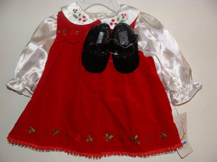 *NWT* Girl BT KIDS 3pc Xmas Dress Set 3-6 Months !CUTE!