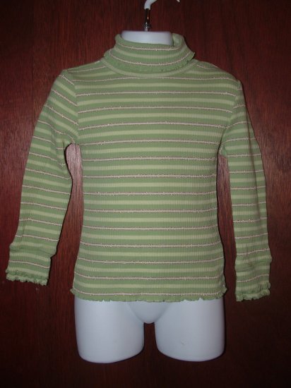 Girl CHILDREN'S PLACE Green Stripped Turtleneck 4 *EUC*