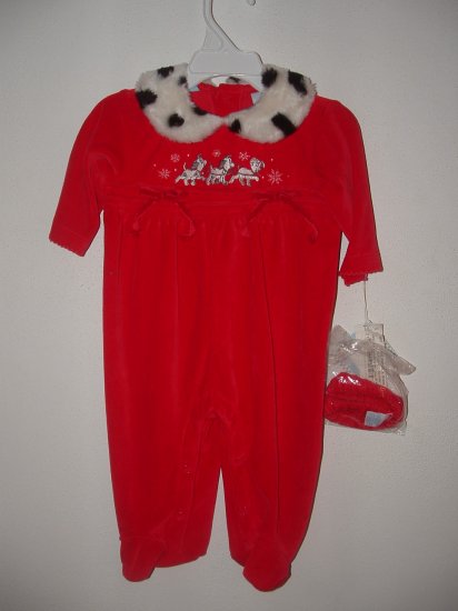 NWT Girl 2pc DISNEY DALMATION Holiday Pant Romper 3-6mo