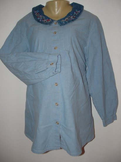 Maternity Long Sleeve Denim Dress Shirt Sz Medium *EUC*